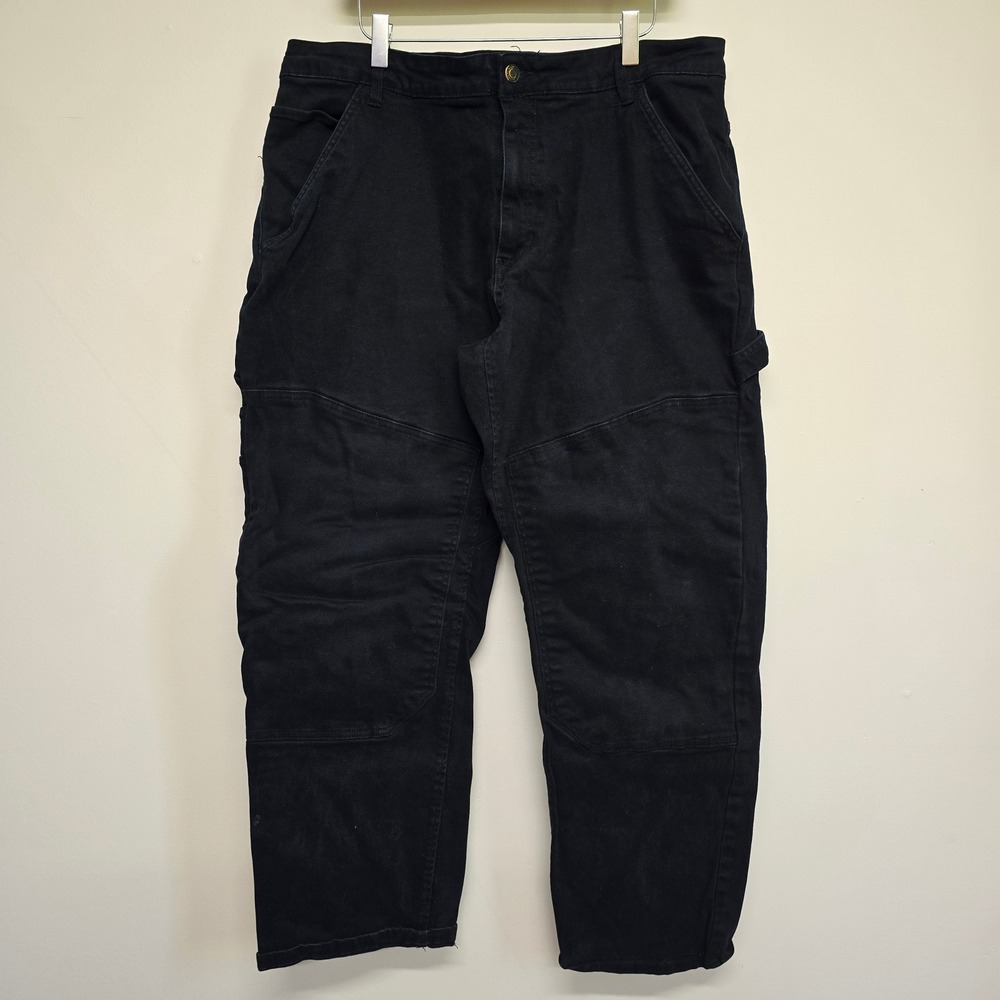 Caterpillar Carpenter Pants Mens 40x30 Black Double Knee Utility Workwear Rugged